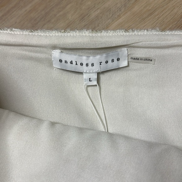 NWT Endless Rose ‘Leading Lady Plaid Tweed Ivory Mini Skirt size XL - Picture 7 of 15